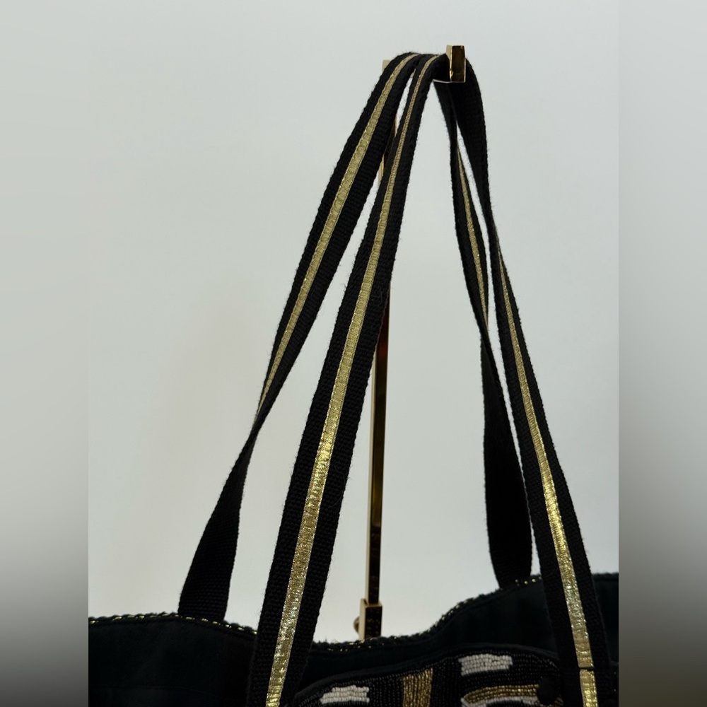America & Beyond Canvas Bee Glam Hand Beaded Tote Bag - Picture 13 of 15